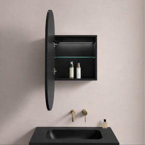 LUKKA ALLISON MATTE BLACK LED MIRROR SHAVING CABINET 450MM