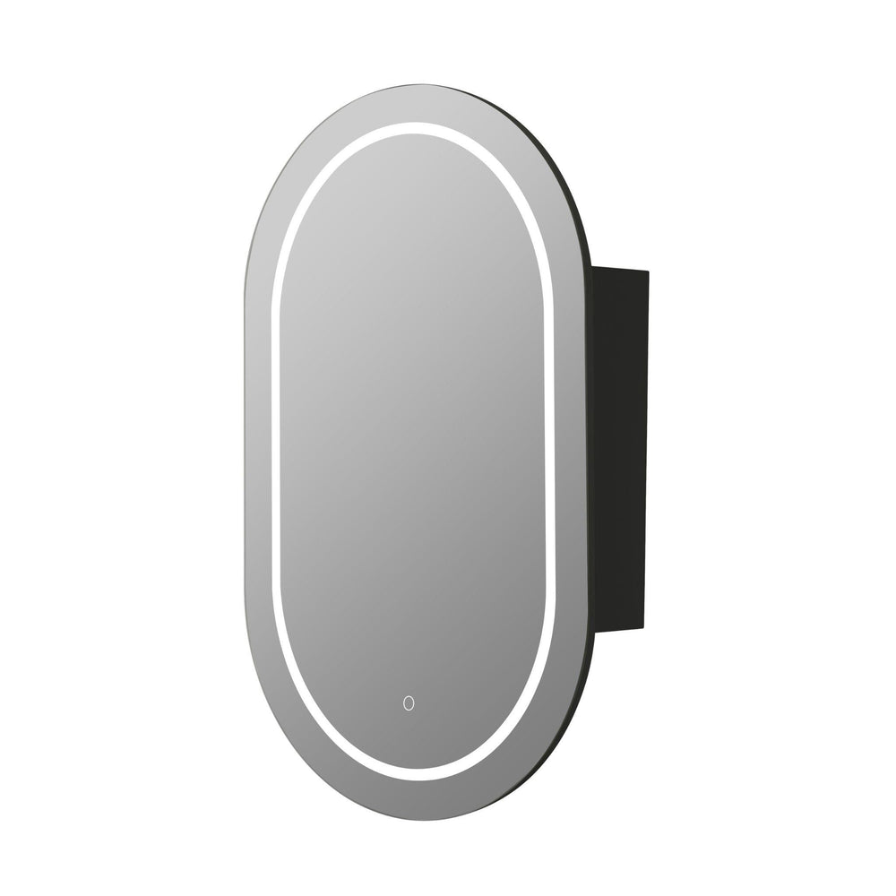 LUKKA ALLISON MATTE BLACK LED MIRROR SHAVING CABINET 450MM
