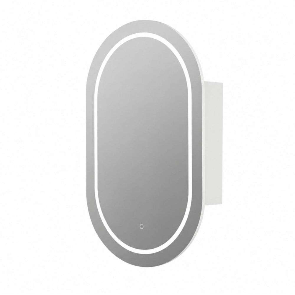 LUKKA ALLISON MATTE WHITE LED MIRROR SHAVING CABINET 450MM