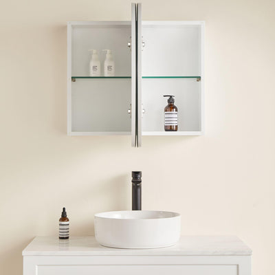 LUKKA ALLISON MATTE WHITE MIRROR SHAVING CABINET 900MM