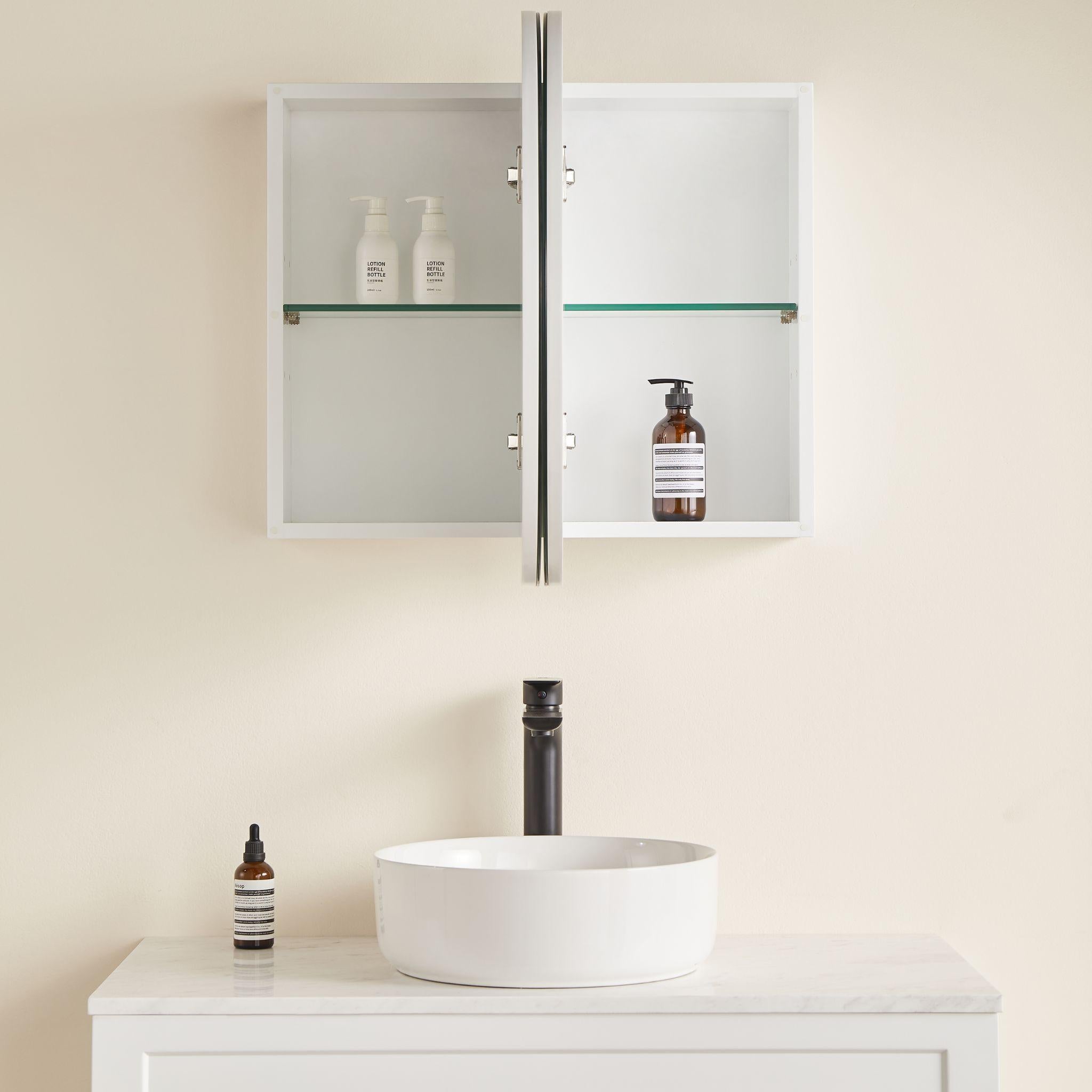 LUKKA ALLISON MATTE WHITE LED MIRROR SHAVING CABINET 900MM