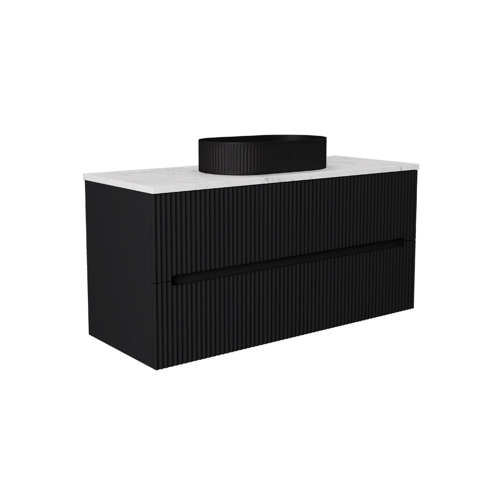 LUKKA CABARITA MODERN MATTE BLACK 1200MM SINGLE BOWL WALL HUNG VANITY