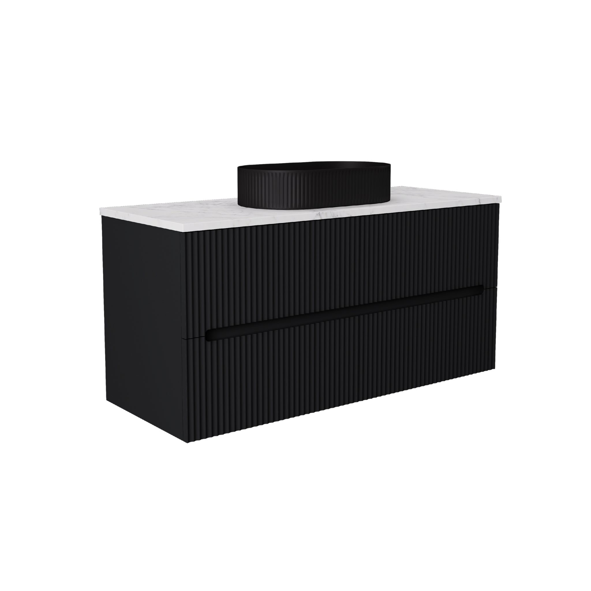 LUKKA CABARITA MODERN MATTE BLACK 1200MM SINGLE BOWL WALL HUNG VANITY