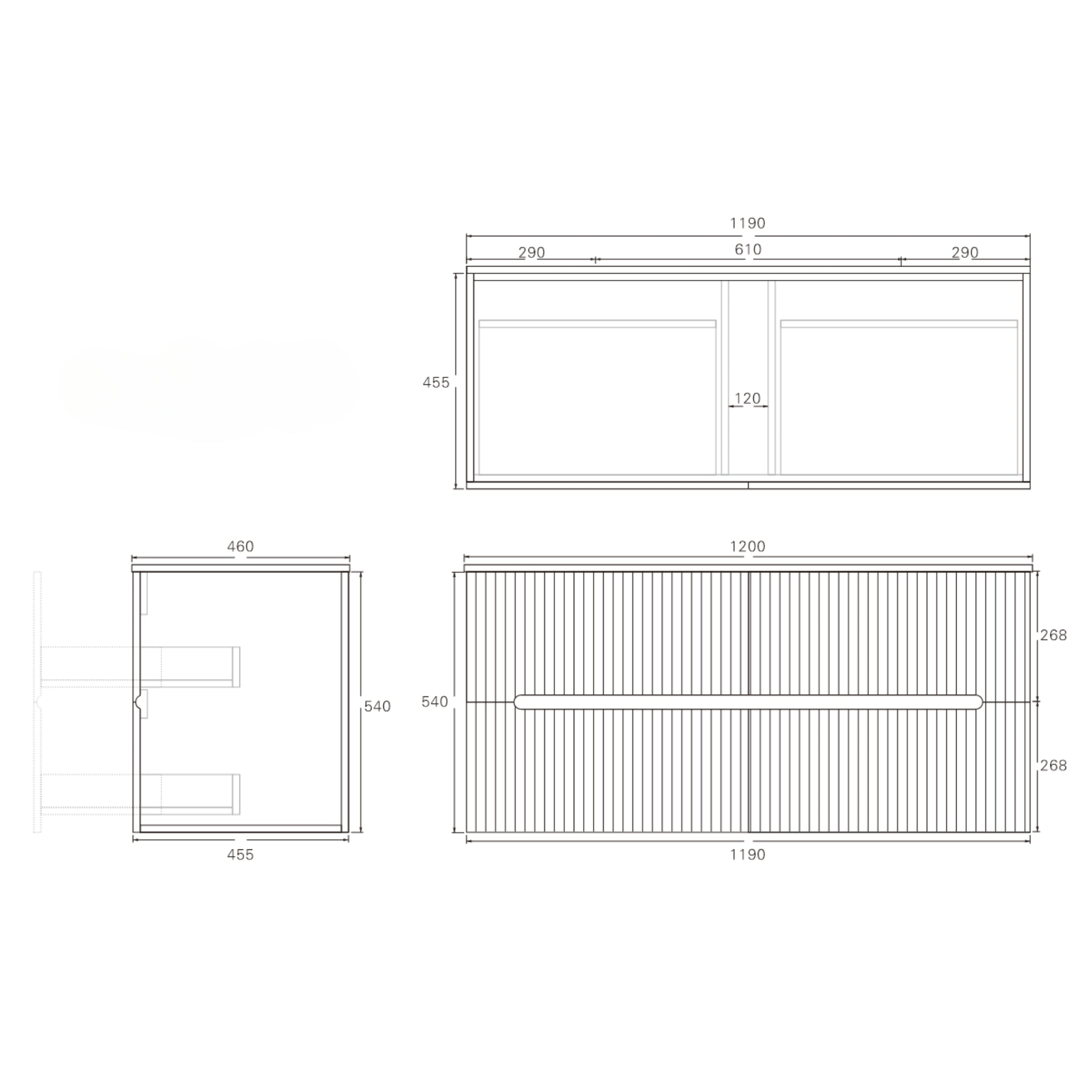 LUKKA CABARITA MATTE WHITE 1200MM SINGLE BOWL WALL HUNG VANITY