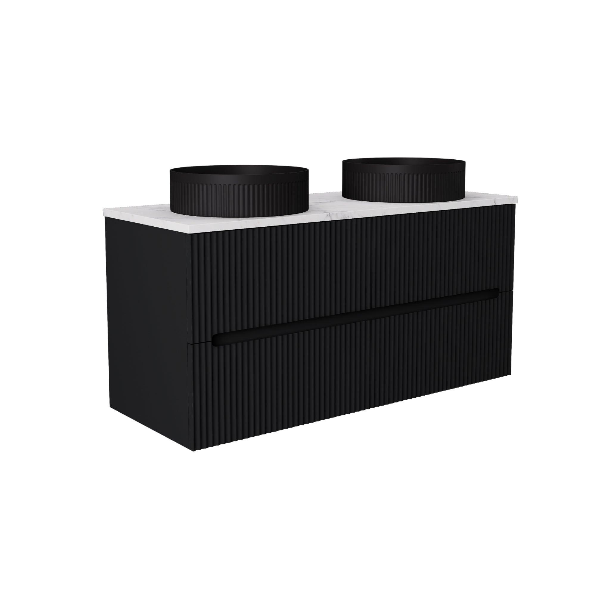 LUKKA CABARITA MODERN MATTE BLACK 1200MM DOUBLE BOWL WALL HUNG VANITY
