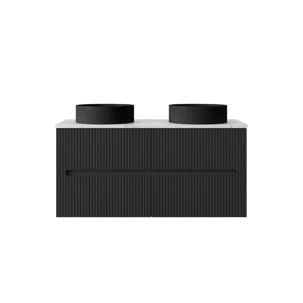 LUKKA CABARITA MODERN MATTE BLACK 1200MM DOUBLE BOWL WALL HUNG VANITY