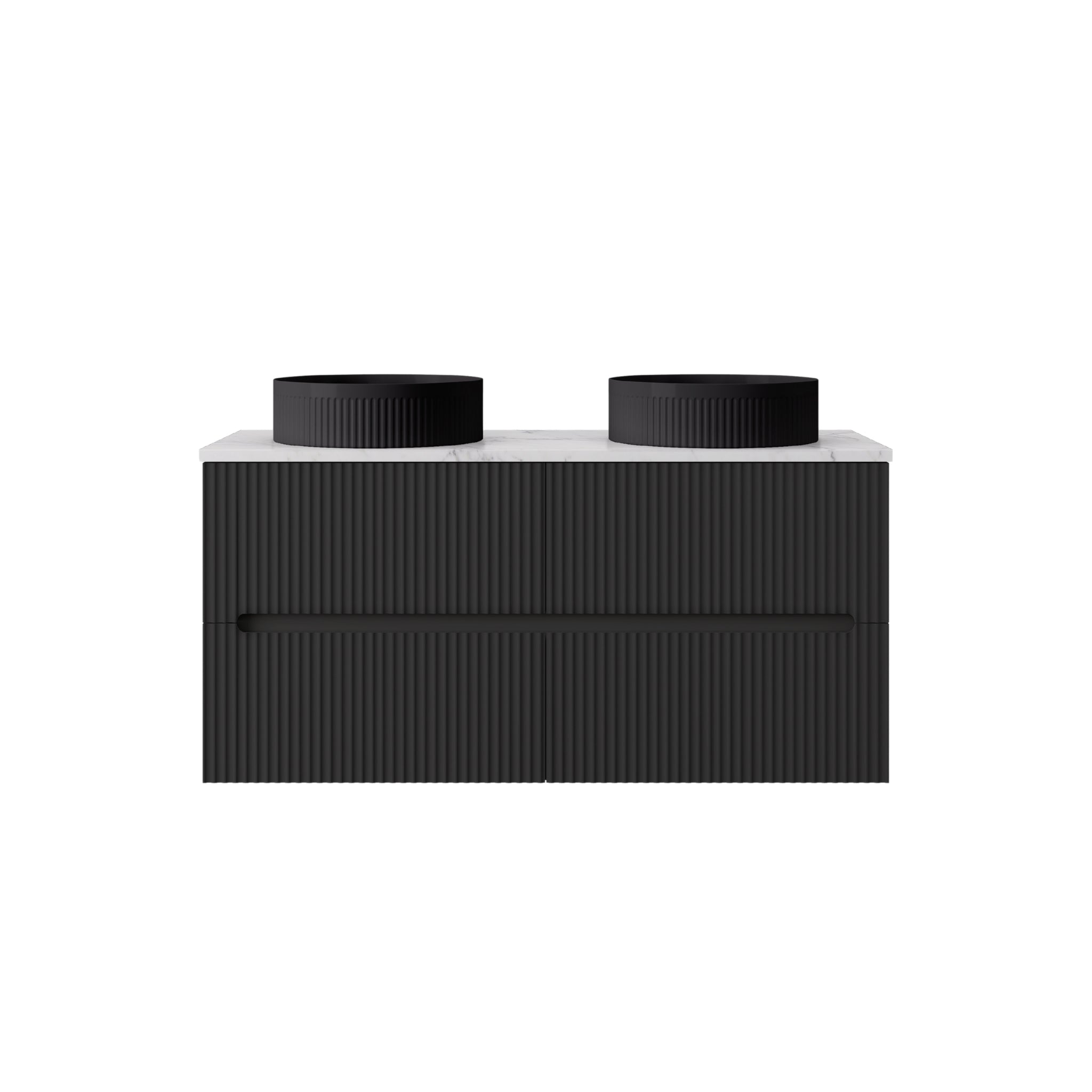 LUKKA CABARITA MODERN MATTE BLACK 1200MM DOUBLE BOWL WALL HUNG VANITY