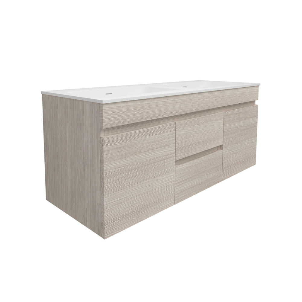LUKKA CAMDEN MODERN COASTAL OAK 1200MM DOUBLE BOWL WALL HUNG VANITY