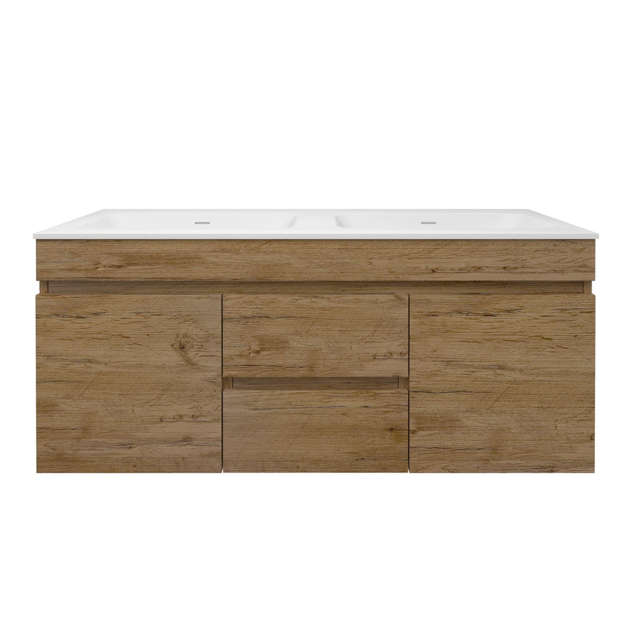 LUKKA CAMDEN MODERN PRIME OAK 1200MM DOUBLE BOWL WALL HUNG VANITY