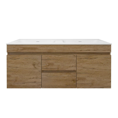 LUKKA CAMDEN MODERN PRIME OAK 1200MM DOUBLE BOWL WALL HUNG VANITY