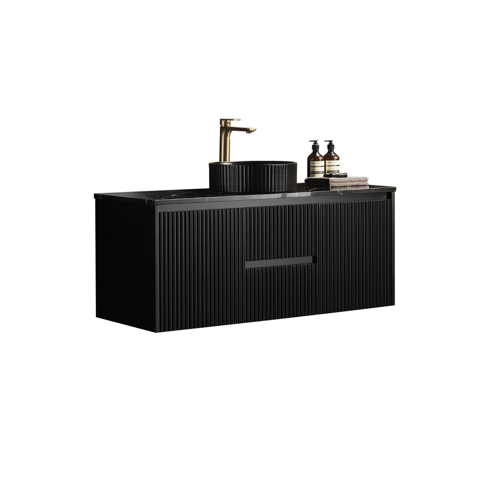 LUKKA CRETE MODERN MATTE BLACK 1200MM SINGLE BOWL WALL HUNG VANITY (AVAILABLE IN MIDDLE, LEFT AND RIGHT HAND DRAWER)