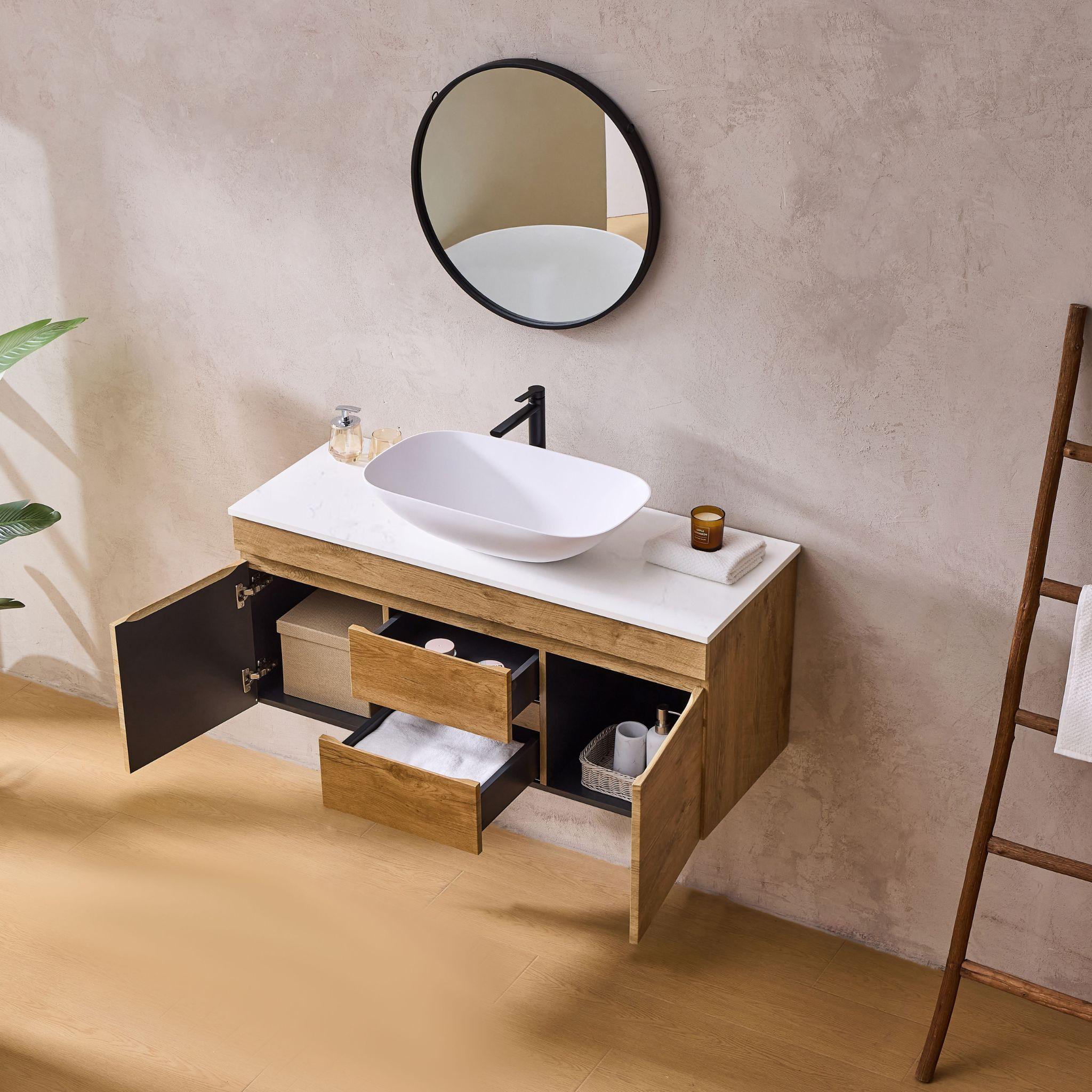 LUKKA CAMDEN MODERN PRIME OAK 1200MM SINGLE BOWL WALL HUNG VANITY