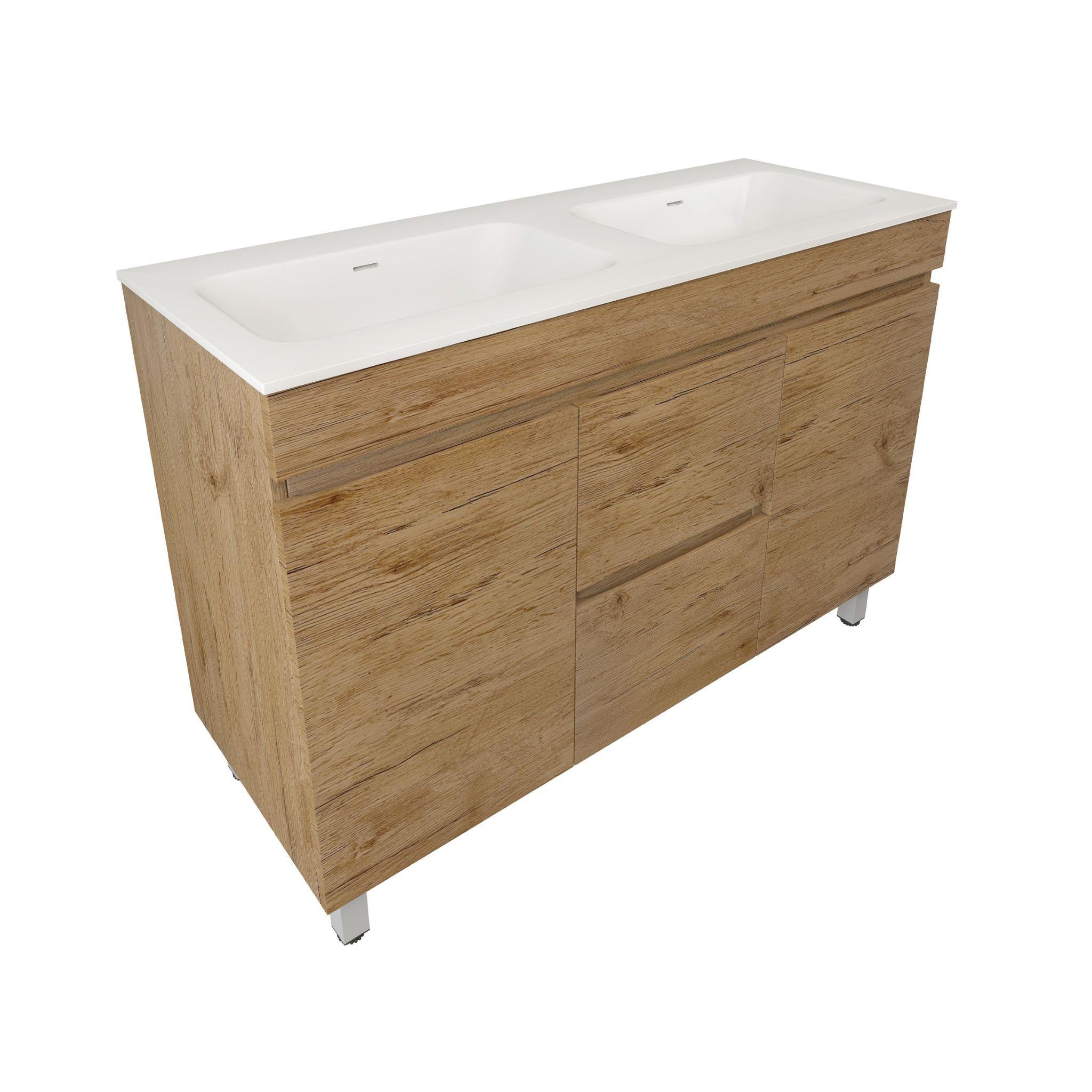 LUKKA CAMDEN MODERN PRIME OAK 1200MM DOUBLE BOWL FLOOR STANDING VANITY
