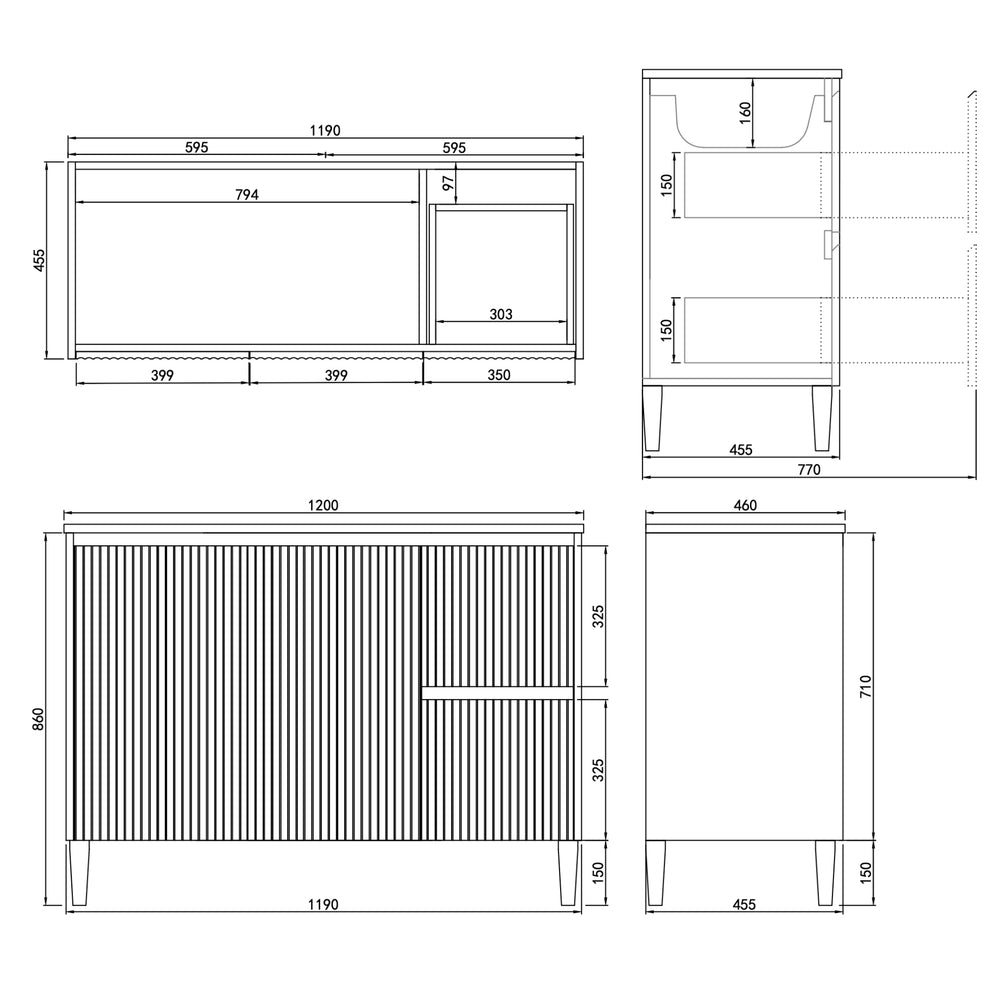 LUKKA CRETE MODERN MATTE WHITE 1200MM SINGLE BOWL FLOOR STANDING VANITY (AVAILABLE IN LEFT AND RIGHT HAND DRAWER)