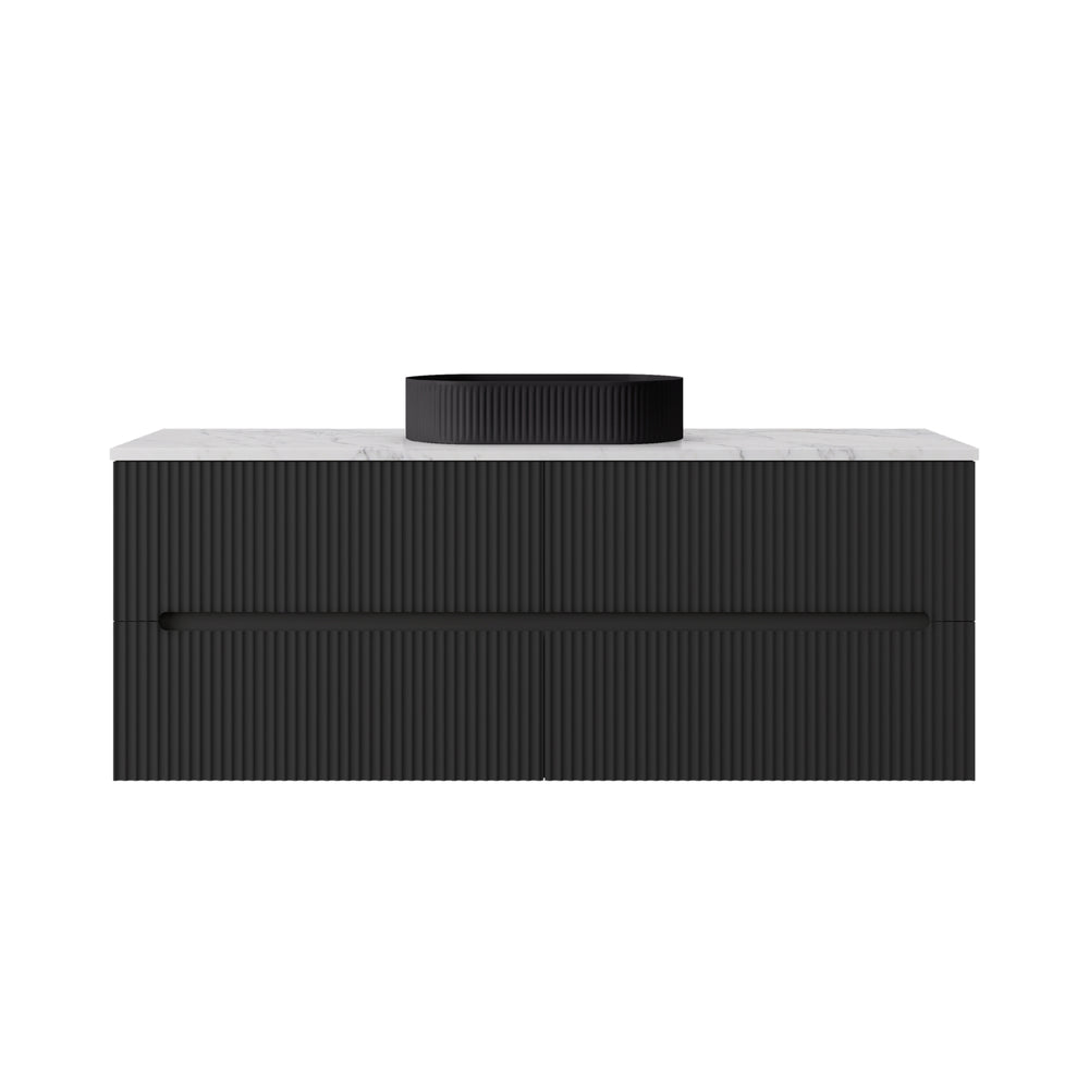 LUKKA CABARITA MODERN MATTE BLACK 1500MM SINGLE BOWL WALL HUNG VANITY