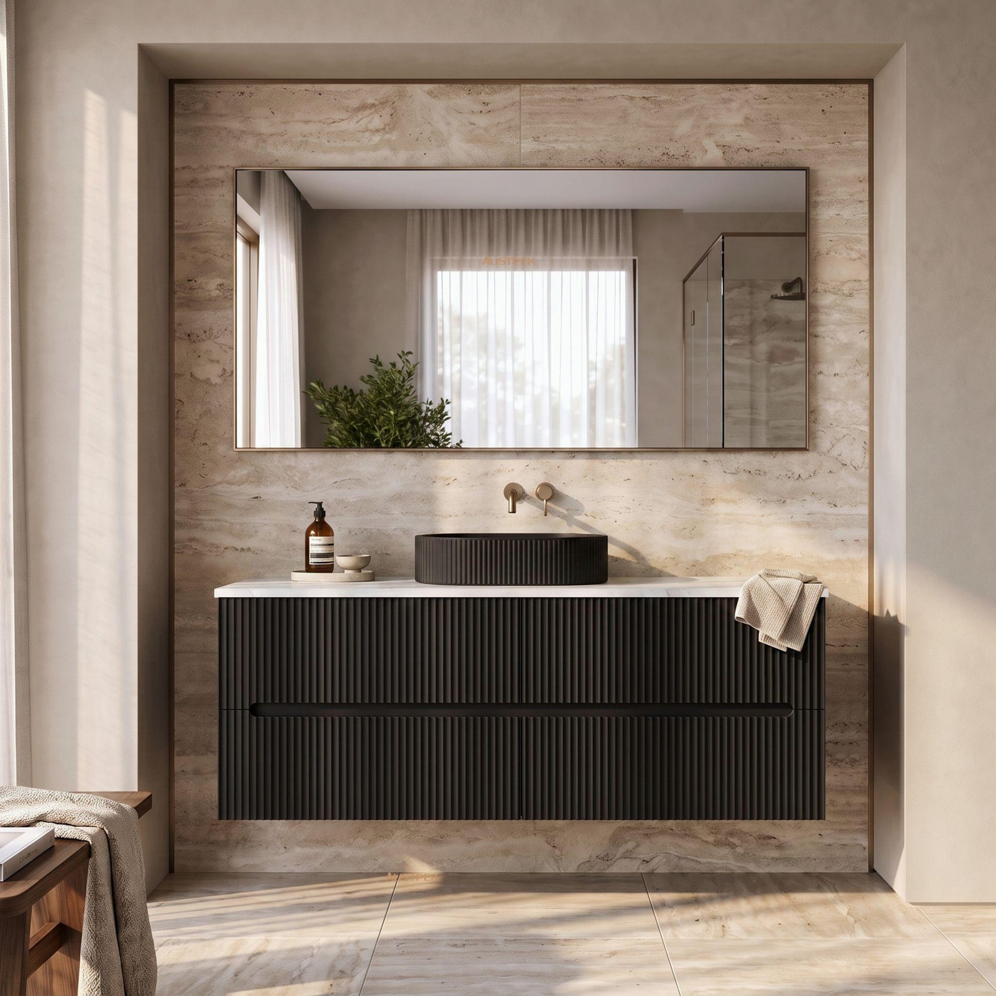 LUKKA CABARITA MODERN MATTE BLACK 1500MM SINGLE BOWL WALL HUNG VANITY