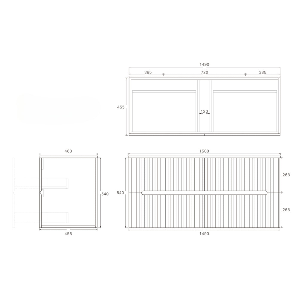 LUKKA CABARITA MODERN MATTE BLACK 1500MM SINGLE BOWL WALL HUNG VANITY