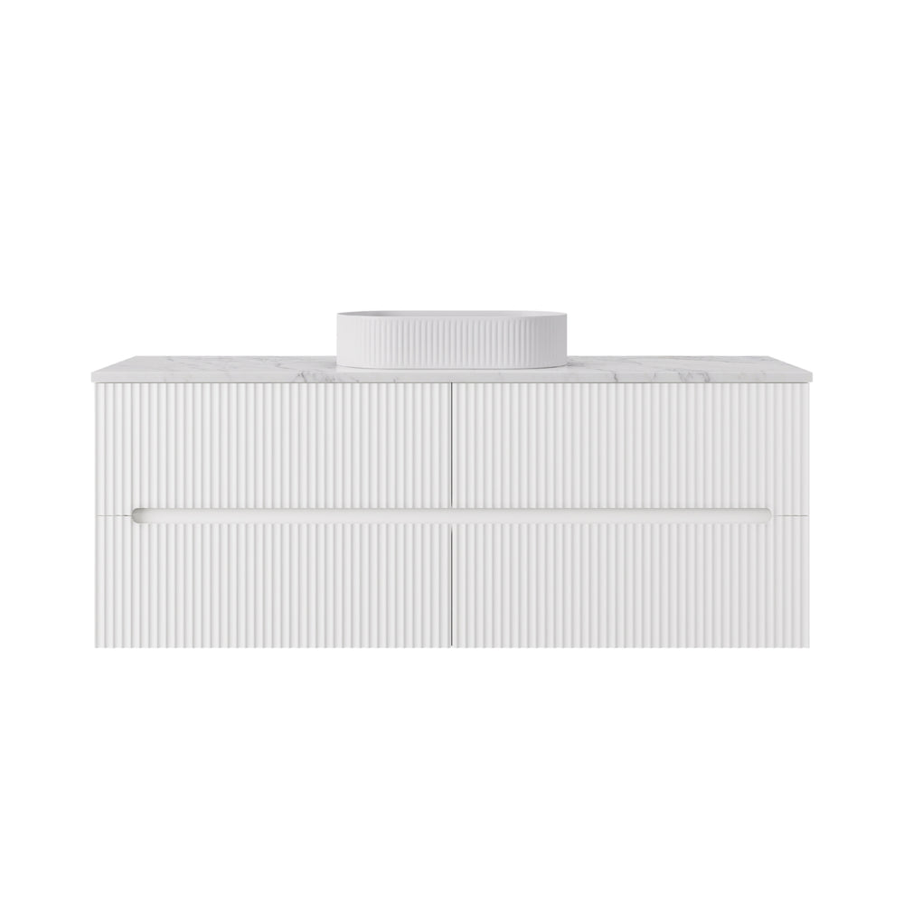 LUKKA CABARITA MODERN MATTE WHITE 1500MM SINGLE BOWL WALL HUNG VANITY