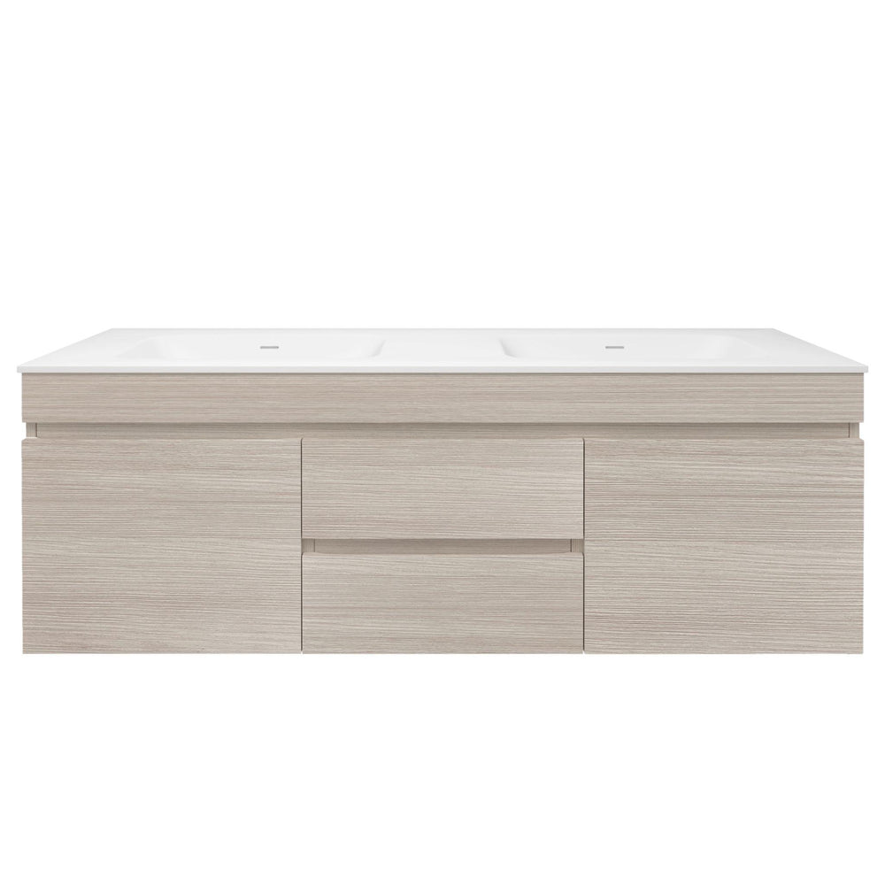 LUKKA CAMDEN MODERN COASTAL OAK 1500MM DOUBLE BOWL WALL HUNG VANITY