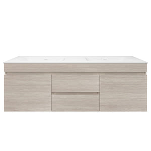 LUKKA CAMDEN MODERN COASTAL OAK 1500MM DOUBLE BOWL WALL HUNG VANITY