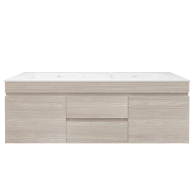 LUKKA CAMDEN MODERN COASTAL OAK 1500MM DOUBLE BOWL WALL HUNG VANITY