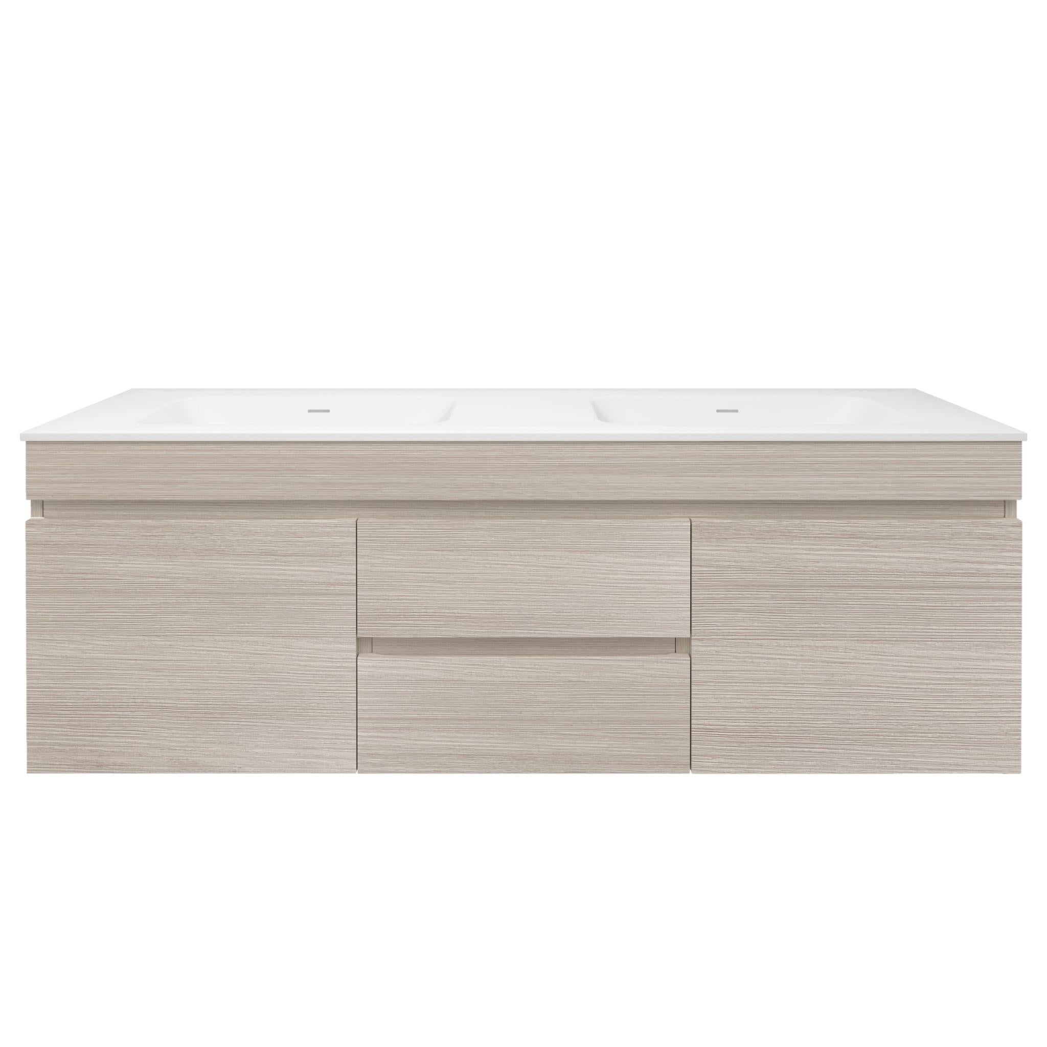 LUKKA CAMDEN MODERN COASTAL OAK 1500MM DOUBLE BOWL WALL HUNG VANITY