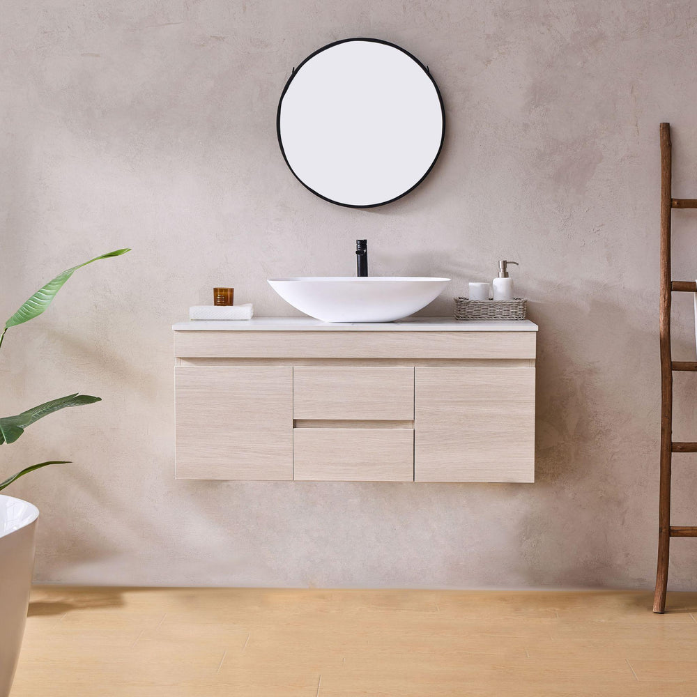 LUKKA CAMDEN MODERN COASTAL OAK 1500MM SINGLE BOWL WALL HUNG VANITY