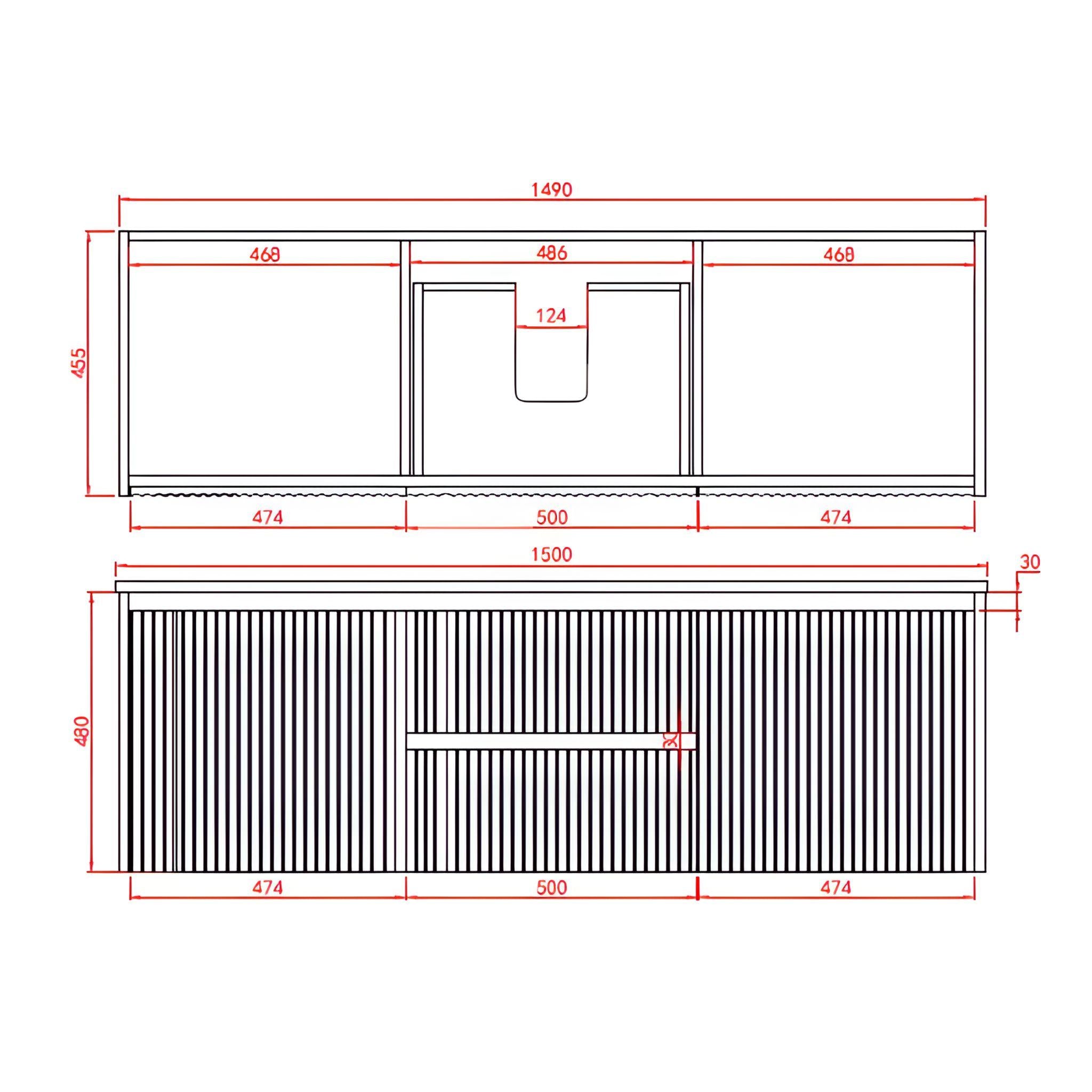LUKKA CRETE MODERN MATTE WHITE 1500MM SINGLE BOWL WALL HUNG VANITY (AVAILABLE IN MIDDLE, LEFT AND RIGHT HAND DRAWER)