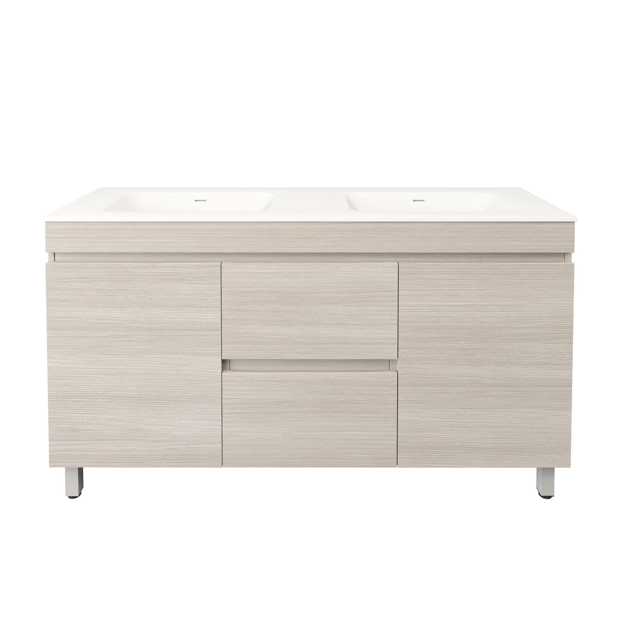 LUKKA CAMDEN MODERN COASTAL OAK 1500MM DOUBLE BOWL FLOOR STANDING VANITY