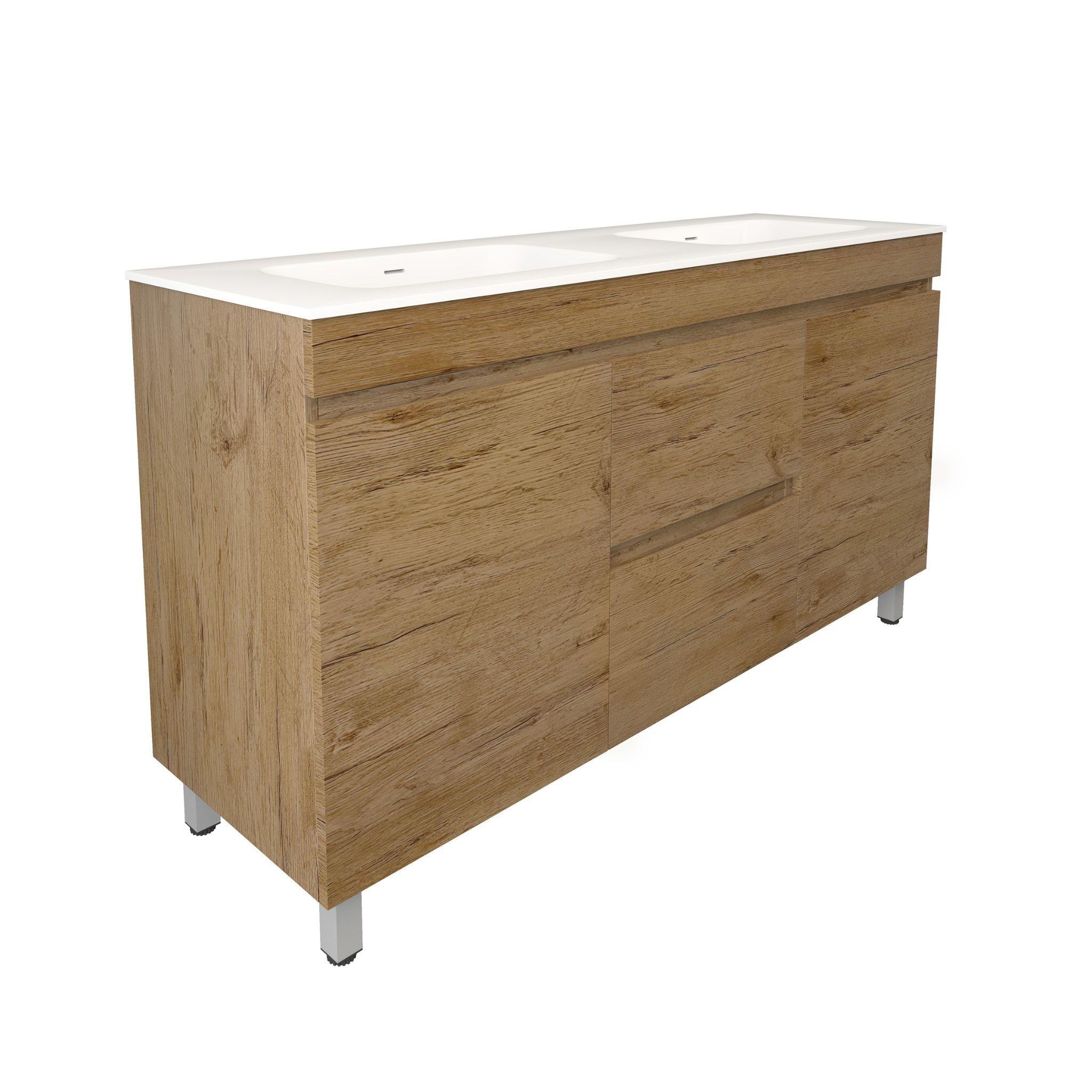 LUKKA CAMDEN MODERN PRIME OAK 1500MM DOUBLE BOWL FLOOR STANDING VANITY