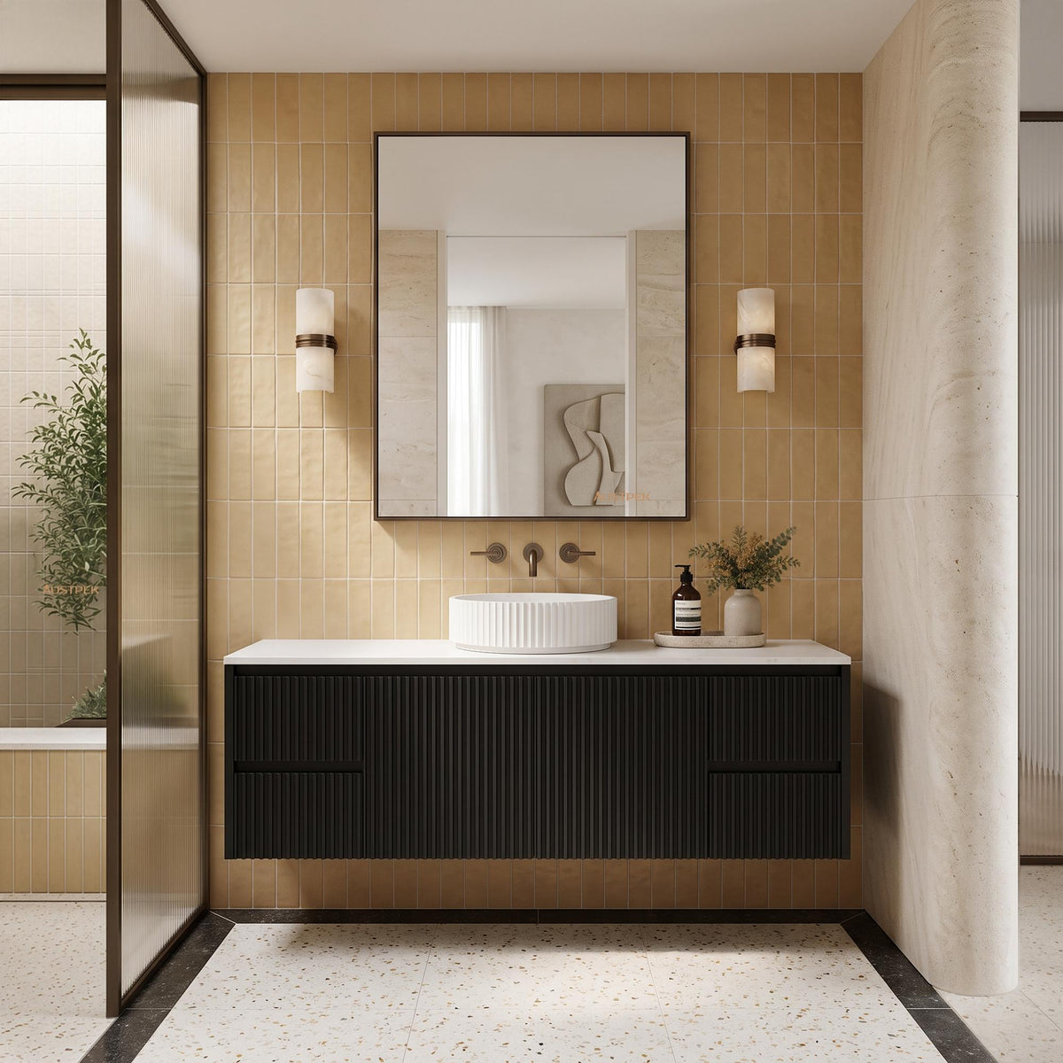 LUKKA CRETE MODERN MATTE BLACK 1500MM SINGLE BOWL WALL HUNG VANITY (AVAILABLE IN MIDDLE, LEFT AND RIGHT HAND DRAWER)