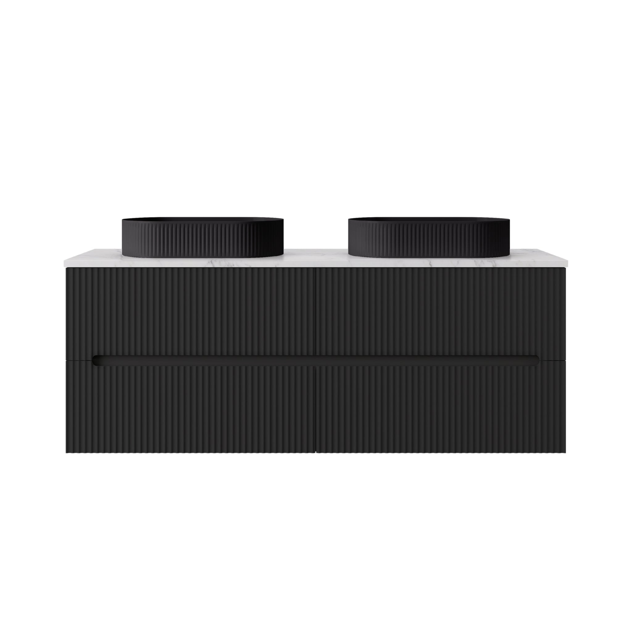 LUKKA CABARITA MODERN MATTE BLACK 1500MM DOUBLE BOWL WALL HUNG VANITY