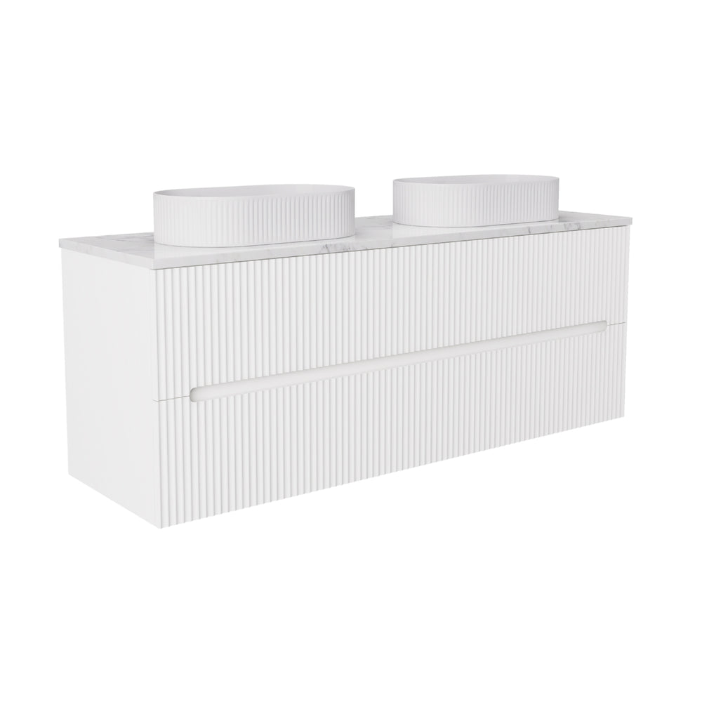 LUKKA CABARITA MODERN MATTE WHITE 1500MM DOUBLE BOWL WALL HUNG VANITY