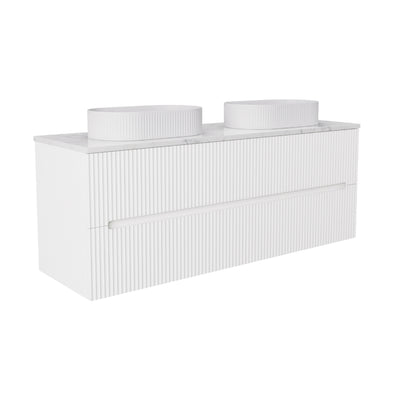 LUKKA CABARITA MODERN MATTE WHITE 1500MM DOUBLE BOWL WALL HUNG VANITY
