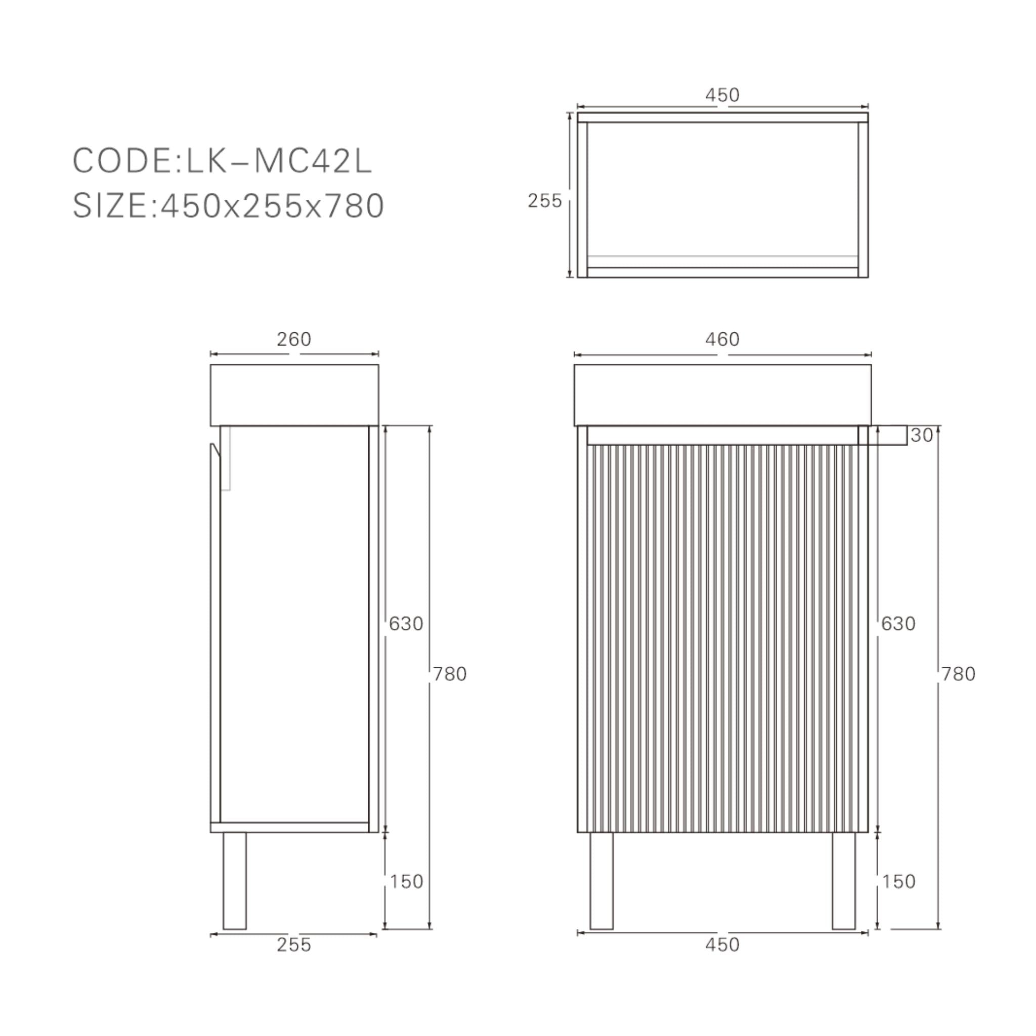 LUKKA CRETE MINI MATTE WHITE 450MM SPACE SAVING SINGLE BOWL FLOOR STANDING VANITY