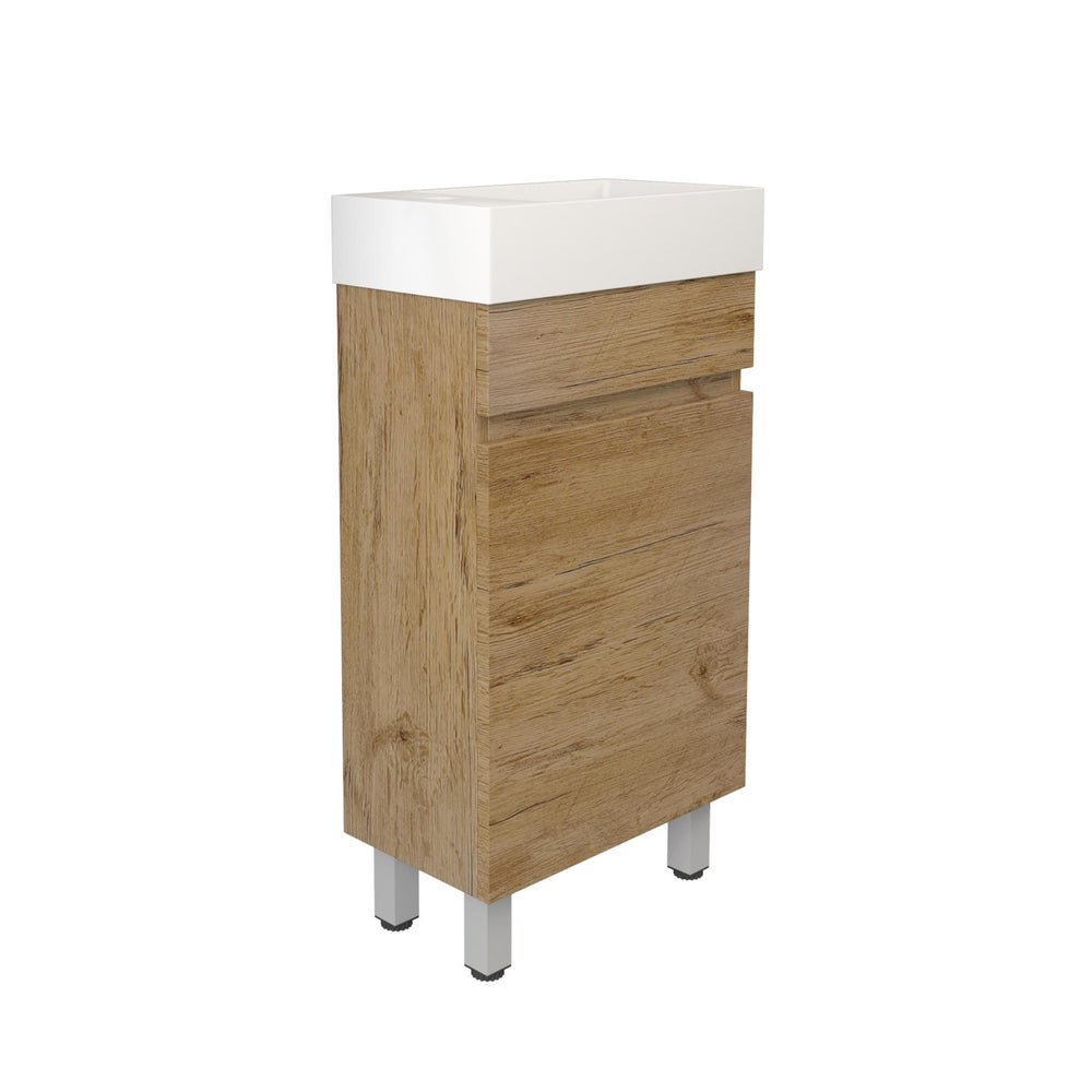 LUKKA CAMDEN MODERN PRIME OAK 450MM SPACE SAVING SINGLE BOWL FLOOR STANDING VANITY