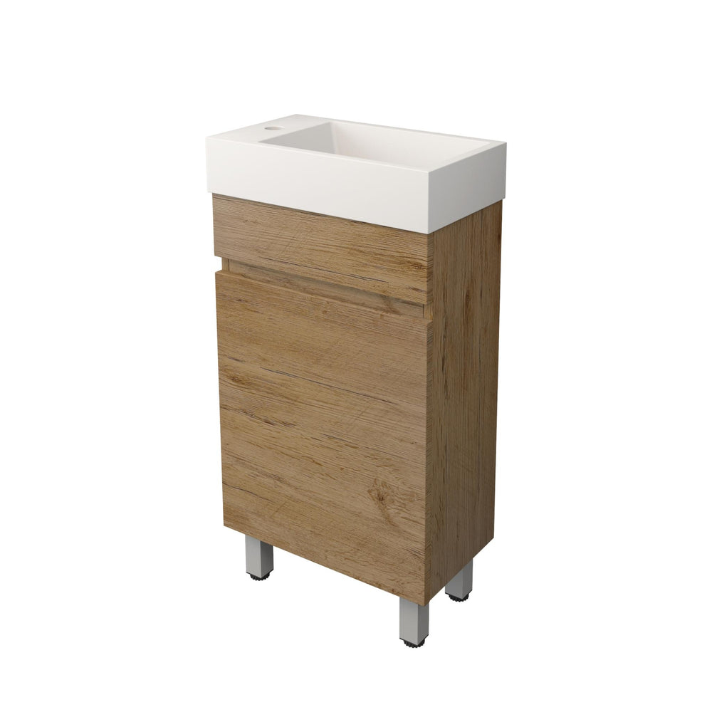 LUKKA CAMDEN MODERN PRIME OAK 450MM SPACE SAVING SINGLE BOWL FLOOR STANDING VANITY