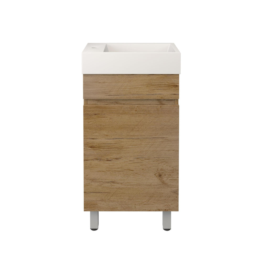 LUKKA CAMDEN MODERN PRIME OAK 450MM SPACE SAVING SINGLE BOWL FLOOR STANDING VANITY