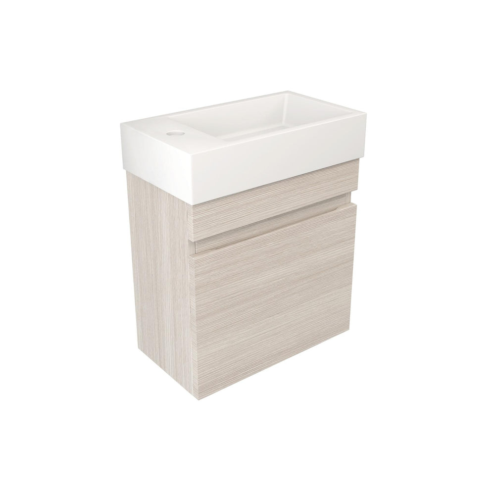 LUKKA CAMDEN MODERN COASTAL OAK 450MM SPACE SAVING SINGLE BOWL WALL HUNG VANITY