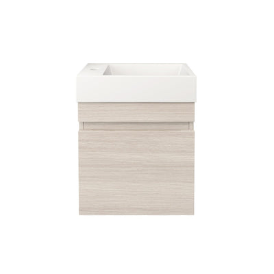 LUKKA CAMDEN MODERN COASTAL OAK 450MM SPACE SAVING SINGLE BOWL WALL HUNG VANITY