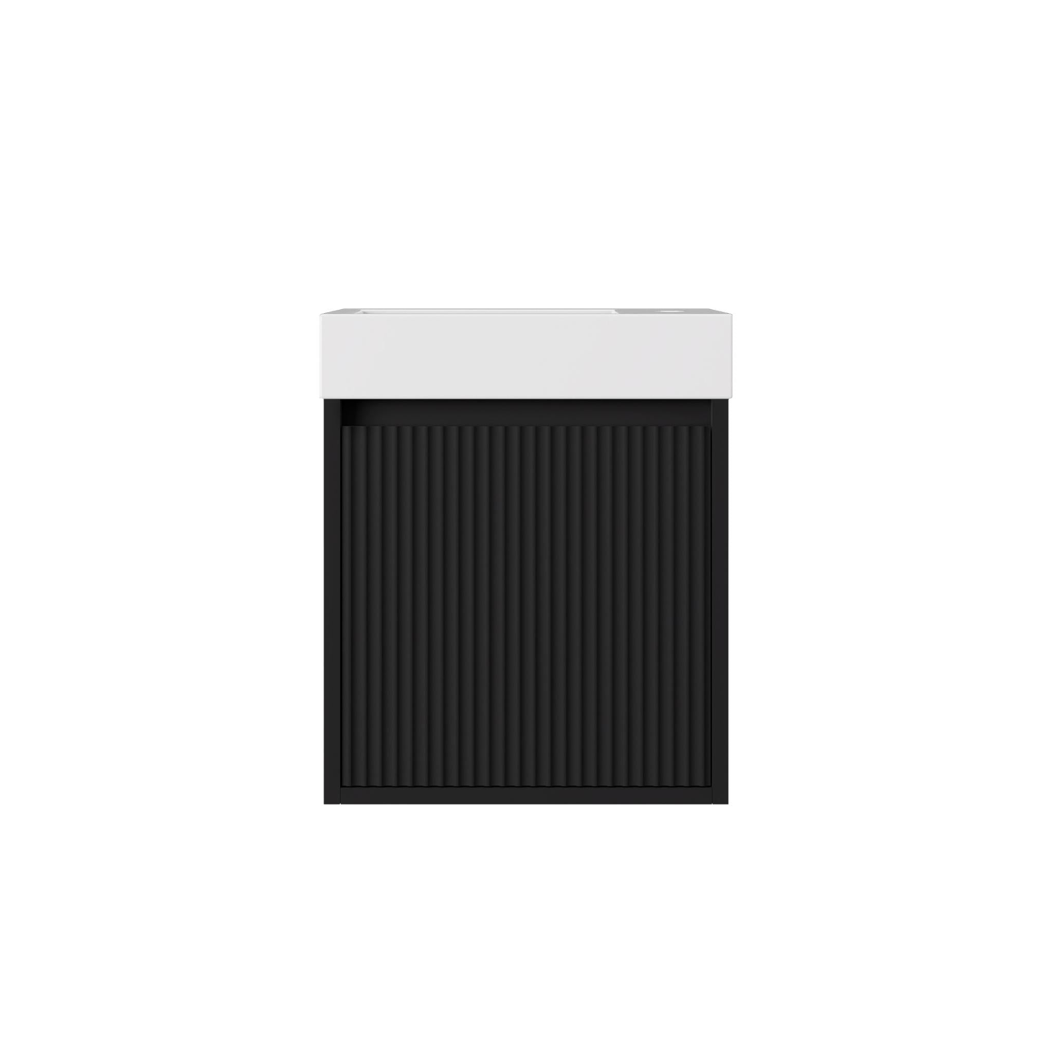 LUKKA CRETE MINI MATTE BLACK 450MM SPACE SAVING SINGLE BOWL WALL HUNG VANITY