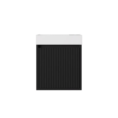 LUKKA CRETE MINI MATTE BLACK 450MM SPACE SAVING SINGLE BOWL WALL HUNG VANITY