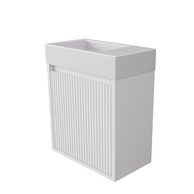 LUKKA CRETE MINI MATTE WHITE 450MM SPACE SAVING SINGLE BOWL WALL HUNG VANITY
