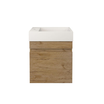 LUKKA CAMDEN MODERN PRIME OAK 450MM SPACE SAVING SINGLE BOWL WALL HUNG VANITY