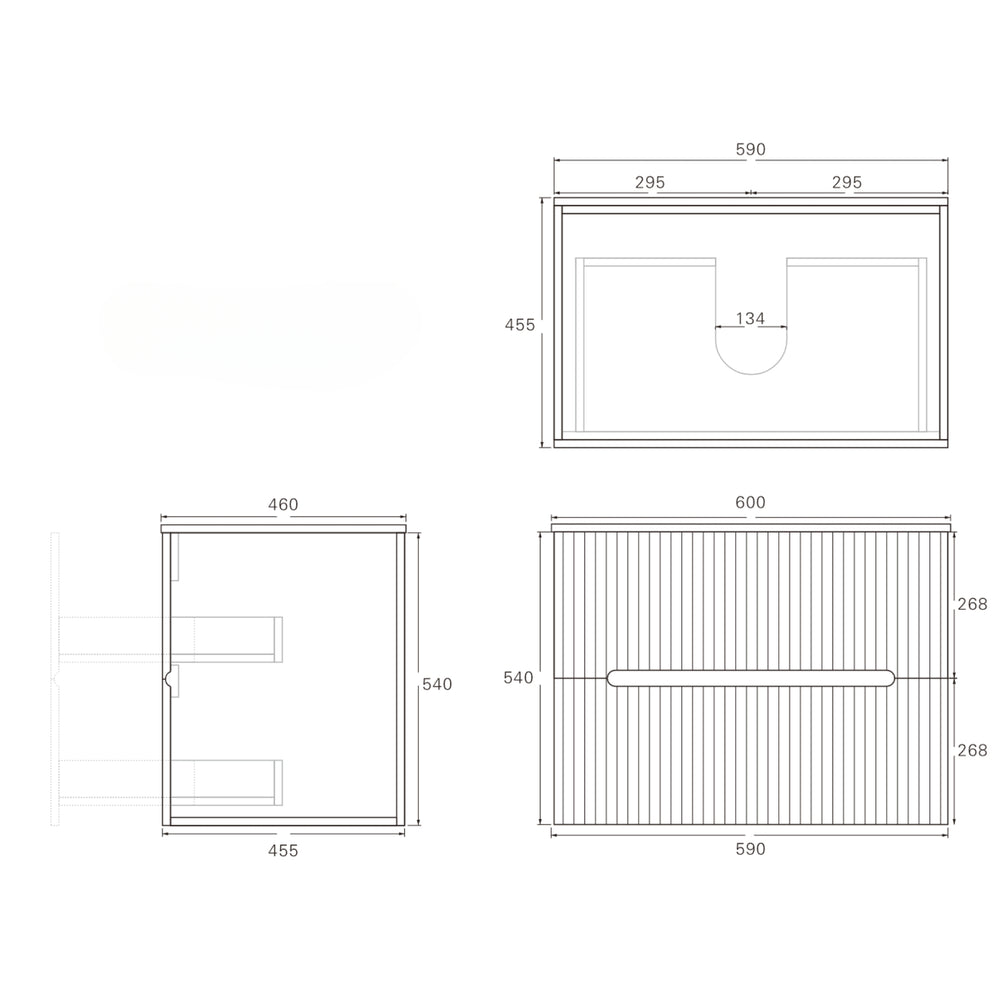 LUKKA CABARITA MODERN MATTE BLACK 600MM SINGLE BOWL WALL HUNG VANITY