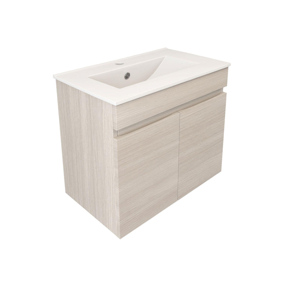 LUKKA CAMDEN ENSUITE COASTAL OAK 600MM SPACE SAVING SINGLE BOWL WALL HUNG VANITY
