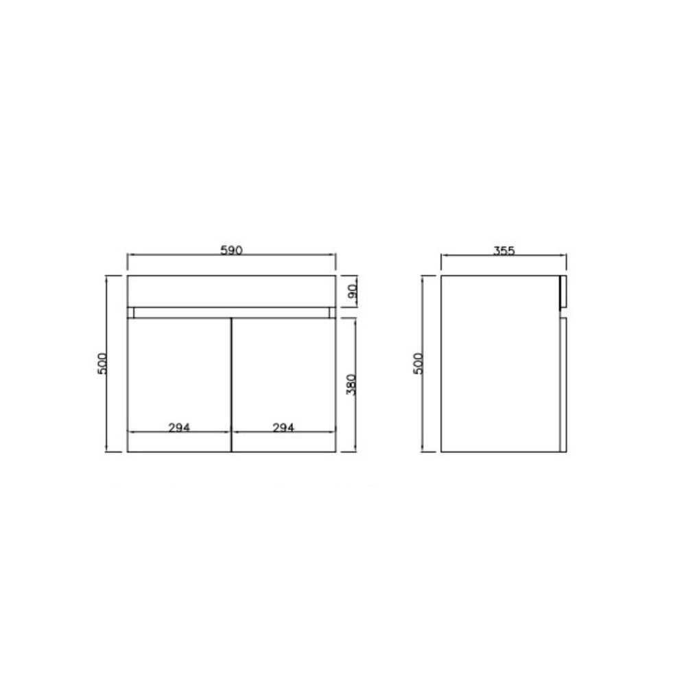 LUKKA CAMDEN ENSUITE PRIME OAK 600MM SPACE SAVING SINGLE BOWL WALL HUNG VANITY