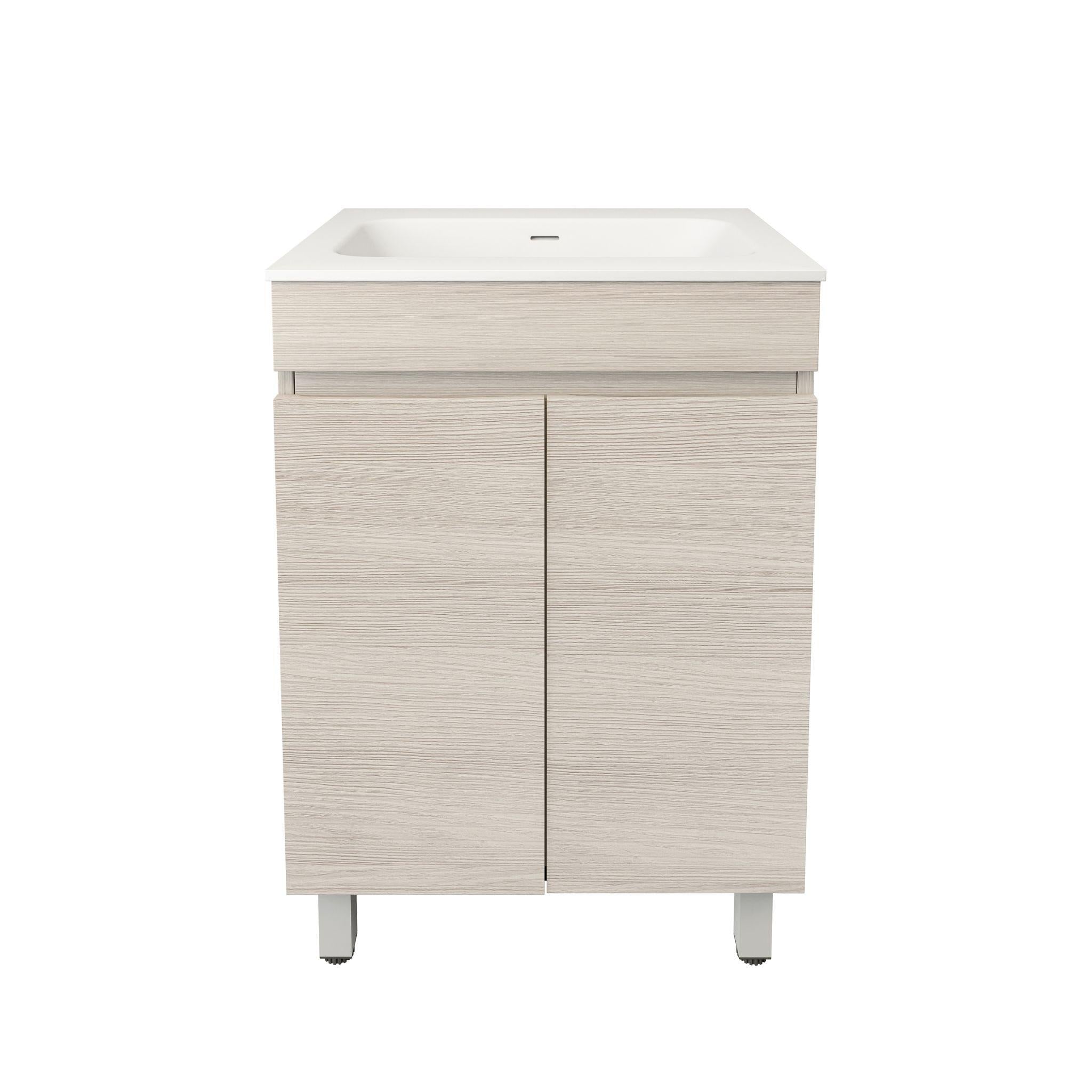 LUKKA CAMDEN MODERN COASTAL OAK 600MM SINGLE BOWL FLOOR STANDING VANITY