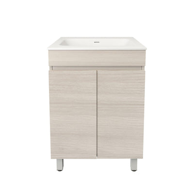 LUKKA CAMDEN MODERN COASTAL OAK 600MM SINGLE BOWL FLOOR STANDING VANITY