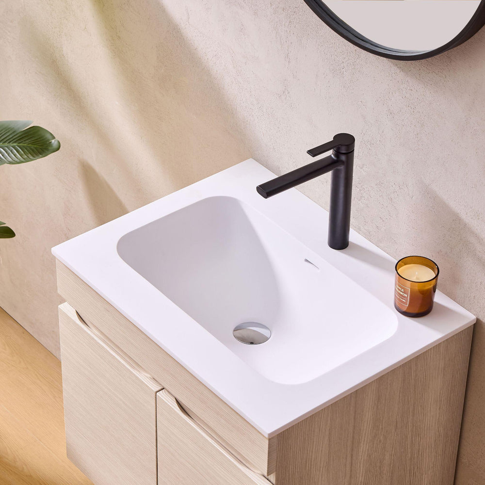LUKKA CAMDEN MODERN COASTAL OAK 600MM SINGLE BOWL WALL HUNG VANITY
